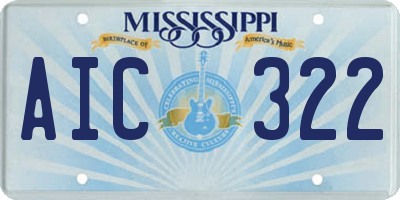 MS license plate AIC322