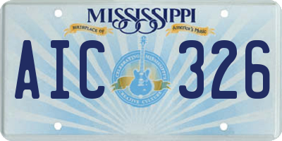 MS license plate AIC326