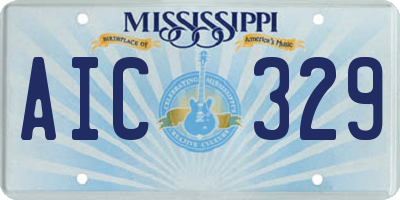 MS license plate AIC329
