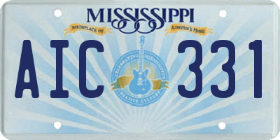 MS license plate AIC331