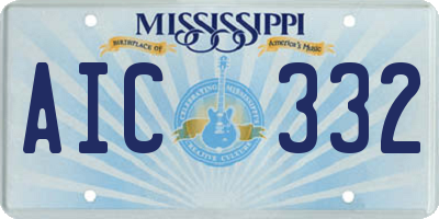 MS license plate AIC332