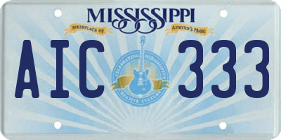 MS license plate AIC333