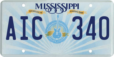 MS license plate AIC340