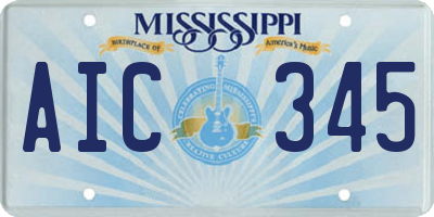MS license plate AIC345