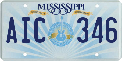 MS license plate AIC346