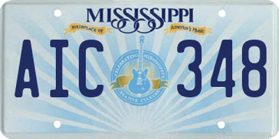 MS license plate AIC348