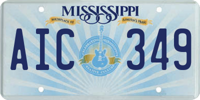 MS license plate AIC349