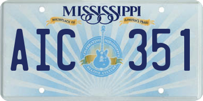 MS license plate AIC351