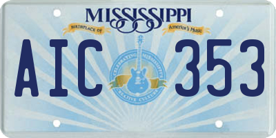 MS license plate AIC353