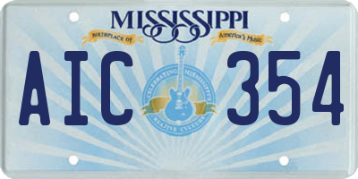MS license plate AIC354