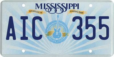 MS license plate AIC355