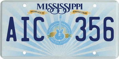 MS license plate AIC356