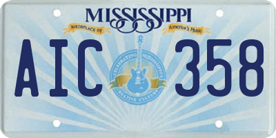 MS license plate AIC358