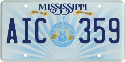 MS license plate AIC359