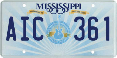 MS license plate AIC361