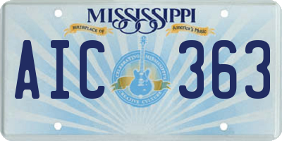 MS license plate AIC363