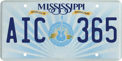 MS license plate AIC365