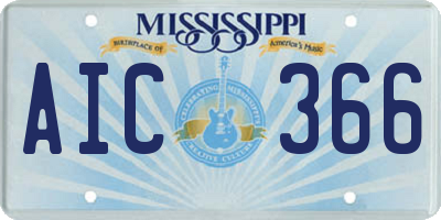 MS license plate AIC366