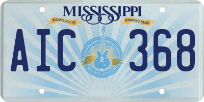 MS license plate AIC368
