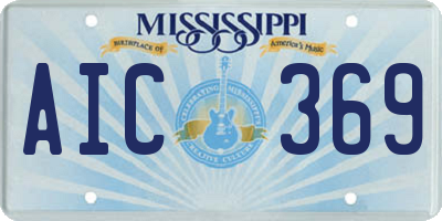MS license plate AIC369