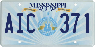 MS license plate AIC371