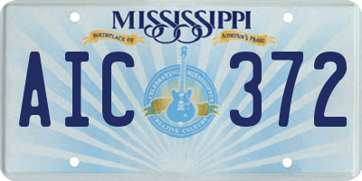 MS license plate AIC372
