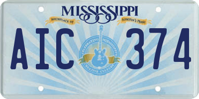MS license plate AIC374