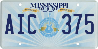 MS license plate AIC375