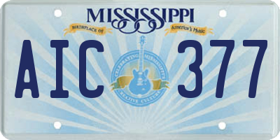 MS license plate AIC377