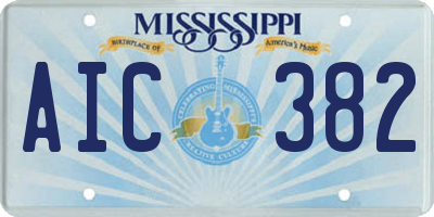 MS license plate AIC382