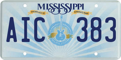 MS license plate AIC383