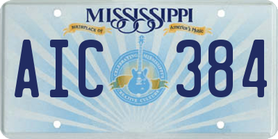MS license plate AIC384