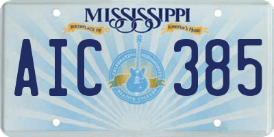 MS license plate AIC385