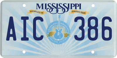 MS license plate AIC386