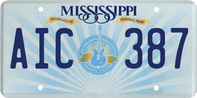 MS license plate AIC387