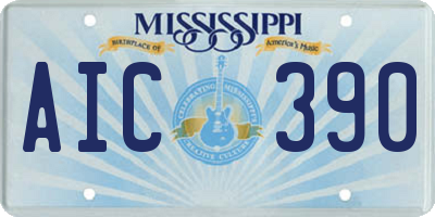 MS license plate AIC390