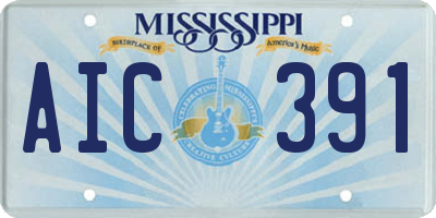 MS license plate AIC391