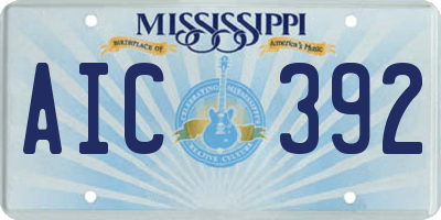 MS license plate AIC392