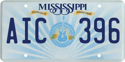 MS license plate AIC396