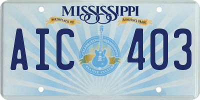 MS license plate AIC403