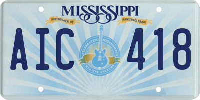MS license plate AIC418