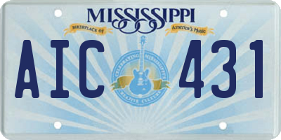 MS license plate AIC431