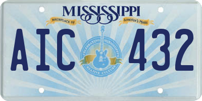 MS license plate AIC432