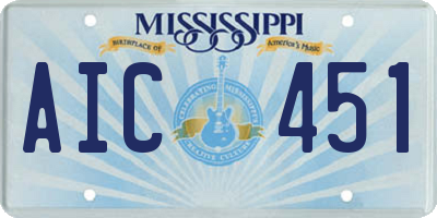 MS license plate AIC451