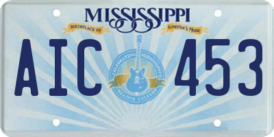 MS license plate AIC453