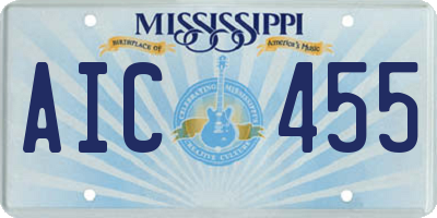 MS license plate AIC455
