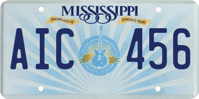 MS license plate AIC456