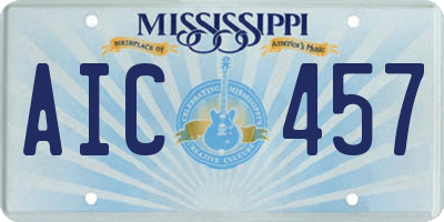 MS license plate AIC457