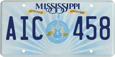 MS license plate AIC458