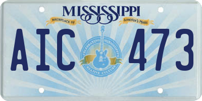 MS license plate AIC473